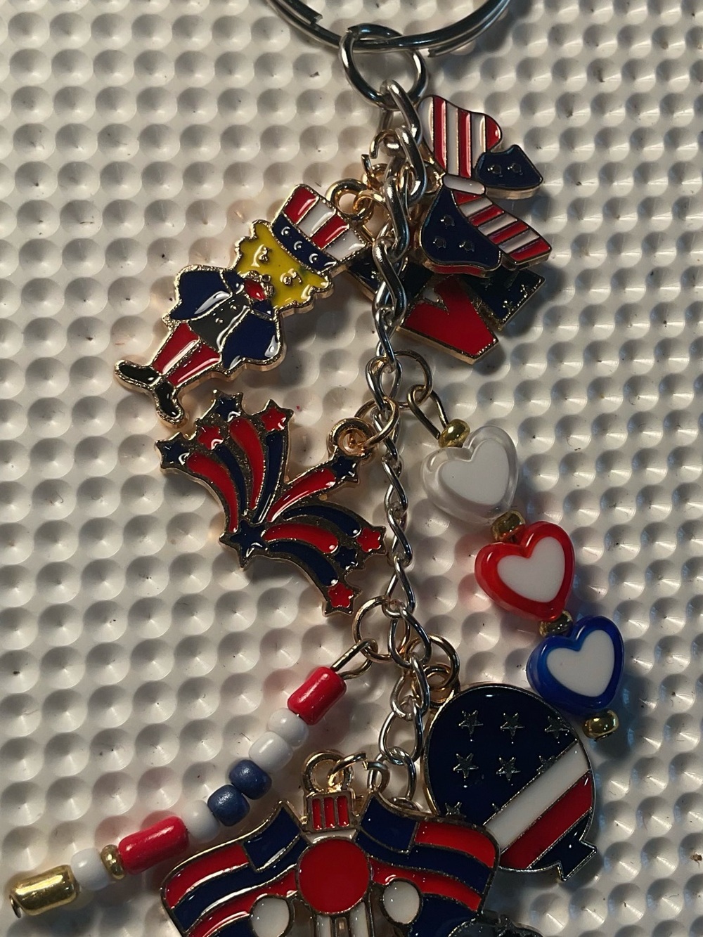 Lulu's Red, White & Blue Enamel Charm Keychain